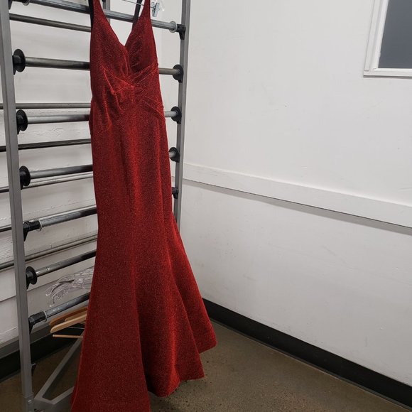 Ellie Wilde Sparkly Red Prom Dress - Picture 3 of 12